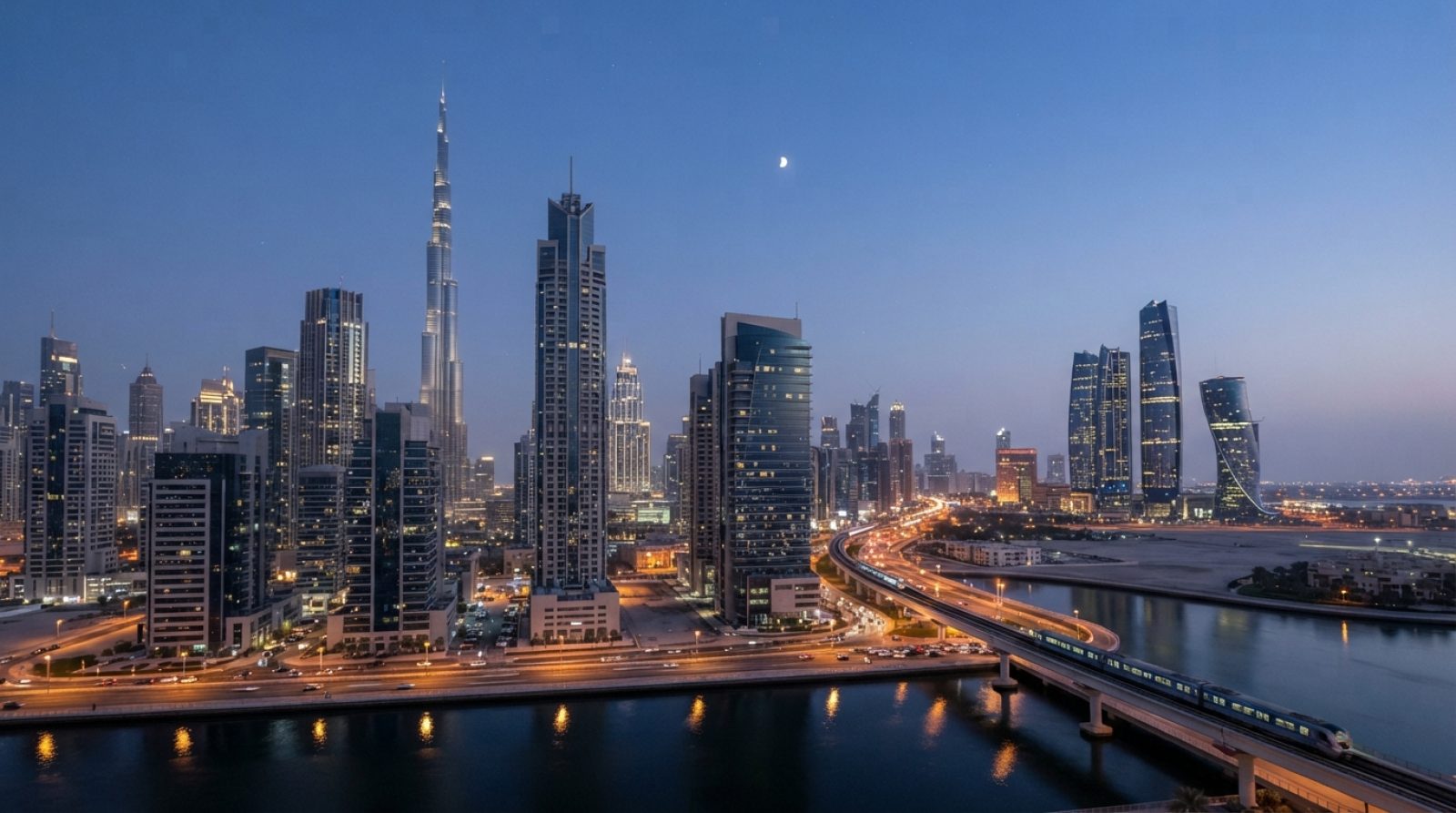 Illustration: A realistic editorial news photograph of modern glass commercial towers and financial institutions in downtown Dubai and Abu Dhabi at du