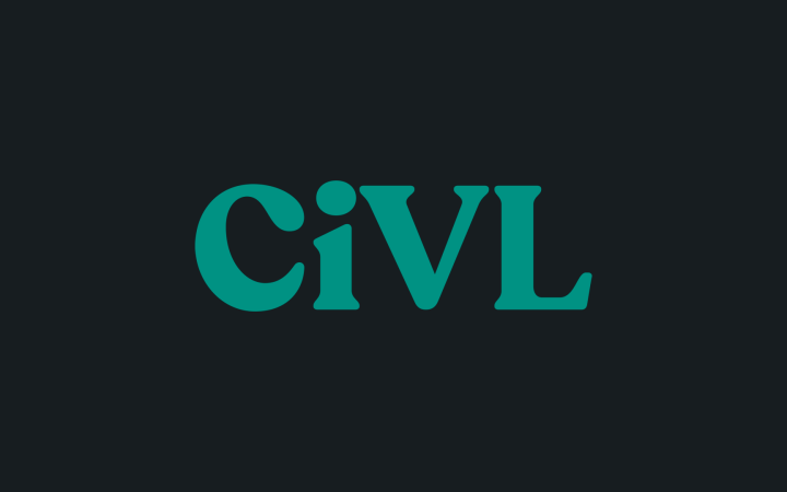 CiVL logo in teal typography on a dark gray background